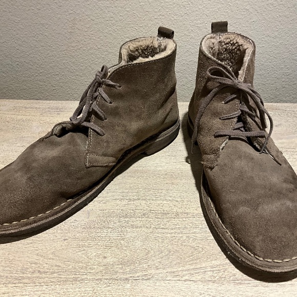 J. Crew Suede Shearling Lined MacAlister Chukka Desert Boots Size 13 Anchor Gray - Picture 1 of 9